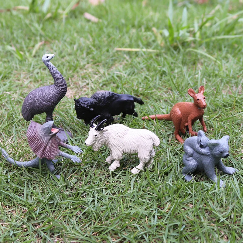 Oenux Montessori Toy Wild Farm Dinosaur Ocean Cat Animals Model Action Figure Zoo Figurines Cute Miniature Education Kid Gift