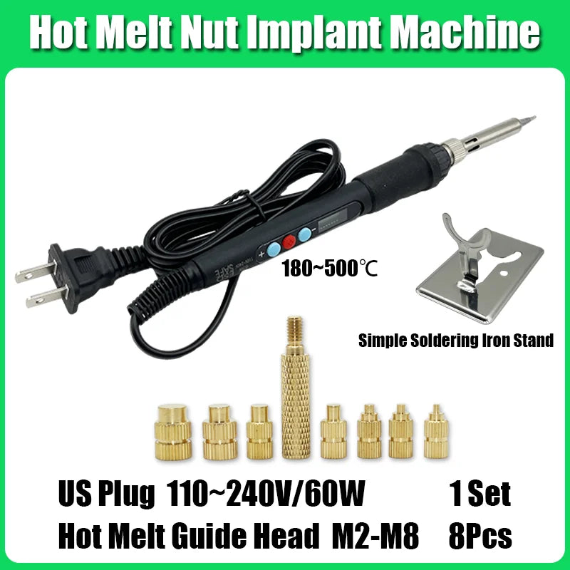 M2 M3 M4 Brass Insert Nut Bolt Screw Implantation Machine Hot Melt Knurled Thread Heat Soldering Iron Tip 3D Printer Accessory