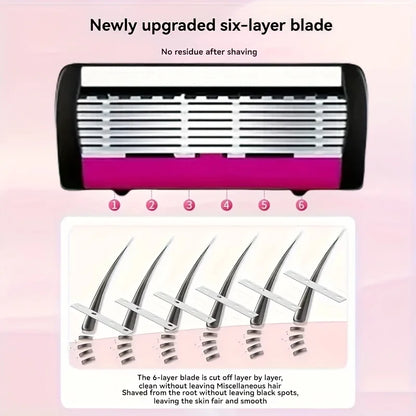 6-Layer Razor Head Manual Shaver, Stainless Steel Classic Double Edge Blade Razor Safety Vintage Shaving Beard Moustache Manual