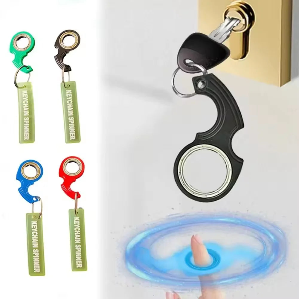 Rotate Fidget Spinner Keychain Metal Idget Toy Kid Stress Relief Spinner Keyring Fidget Ring Relieve Anxiety Boredom Party Gift