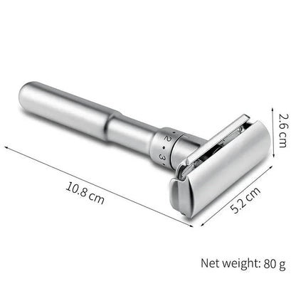 Adjustable Safety Razor 1-6 Settings for Mild to Aggressive Shave, Double Edge Men's Razor with 5 Blades for Precise Control