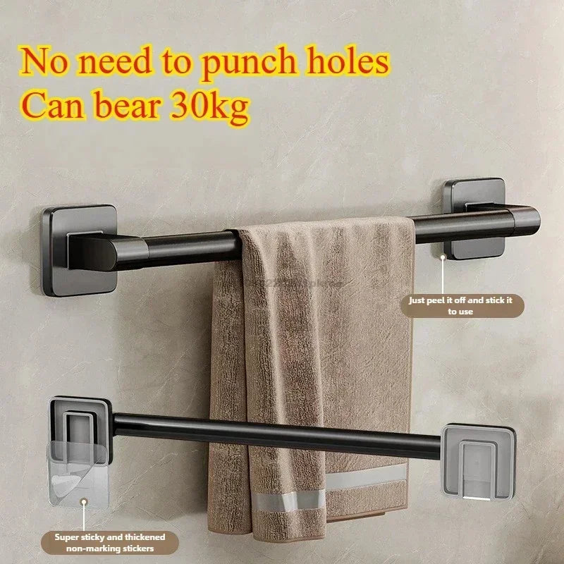 Bathroom Towel Rack Towel Holder Self-adhesive Bathroom Towel Rack Hooks  Bathroom Shelf Without Drilling Towelrack Bathroom