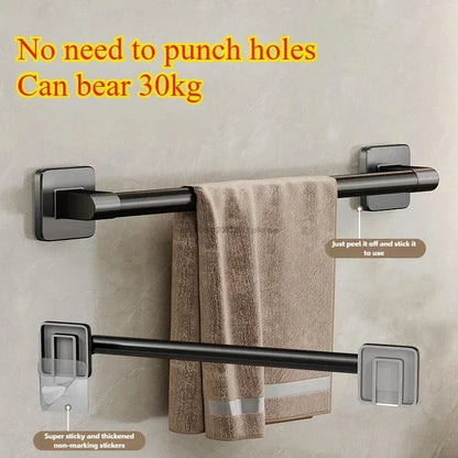 Bathroom Towel Rack Towel Holder Self-adhesive Bathroom Towel Rack Hooks  Bathroom Shelf Without Drilling Towelrack Bathroom