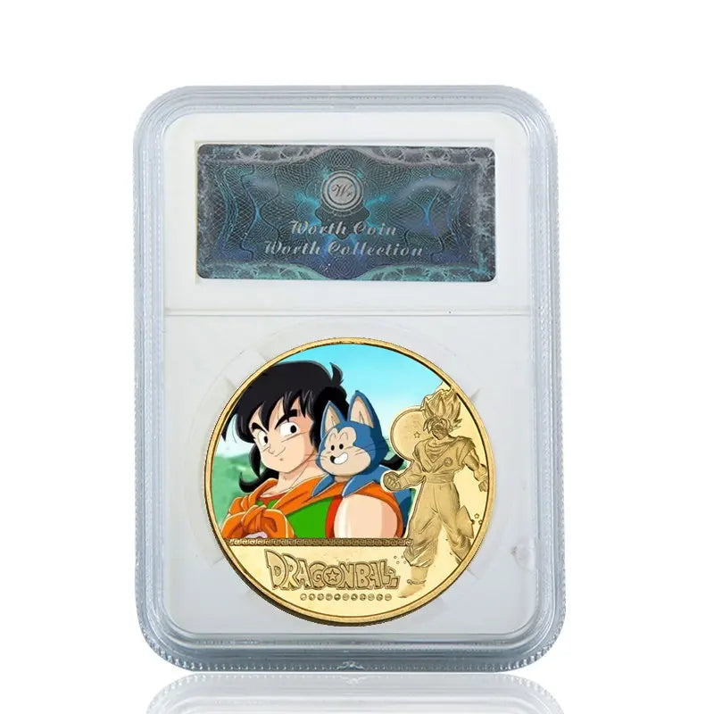 Dragon Ball Gold Plated Gold Coin Son Goku Vegeta Commemorative Coins Children Classic Anime Peripherals Collection Toy Souvenir