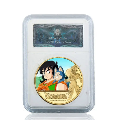 Dragon Ball Gold Plated Gold Coin Son Goku Vegeta Commemorative Coins Children Classic Anime Peripherals Collection Toy Souvenir