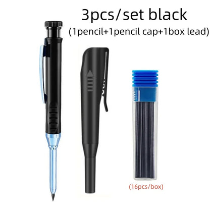 Solid Carpenter Pencils Set with 16Refills, 2.8mm Deep Hole Mechanical Pencil Marker Construction Pencils Woodworking Drafting