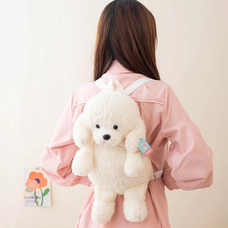 Kawaii 35/45CM Creative White Brown Dog Soft Plush Backpack School Bag Sofa Girls Kids Birthday Christmas Presents Home Decor