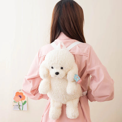 Kawaii 35/45CM Creative White Brown Dog Soft Plush Backpack School Bag Sofa Girls Kids Birthday Christmas Presents Home Decor