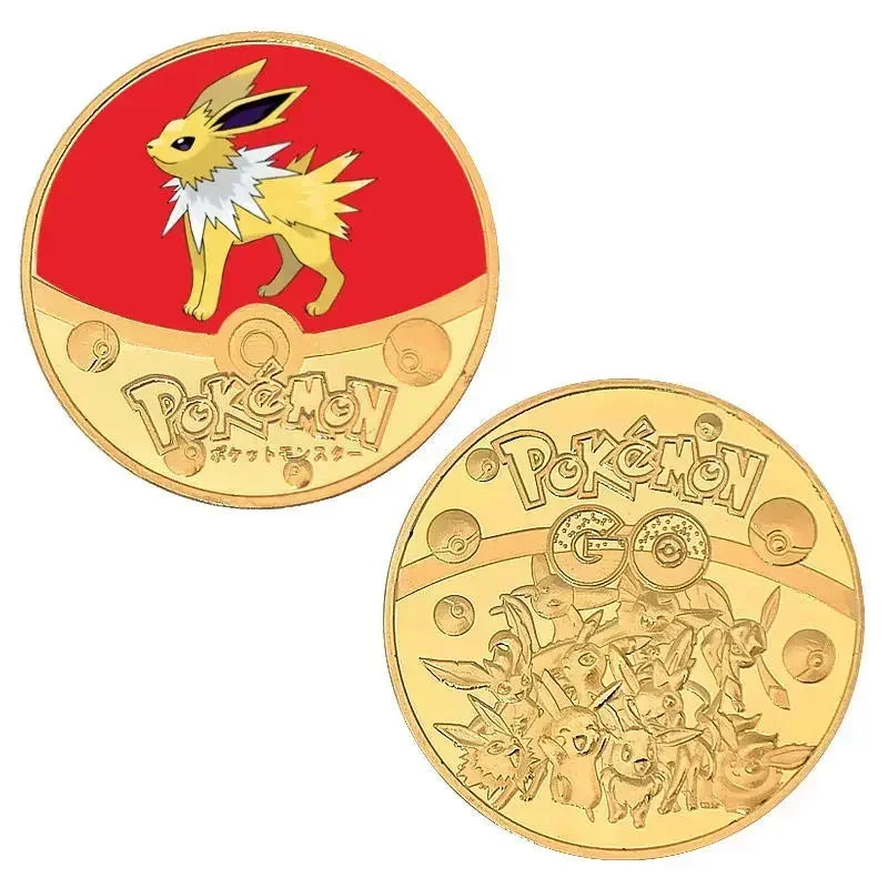 Anime Gold Plated Gold Coin Game Commemorative Coin Pikachu Mewtwo Charizard Gold Coin Game Collection childrens gift