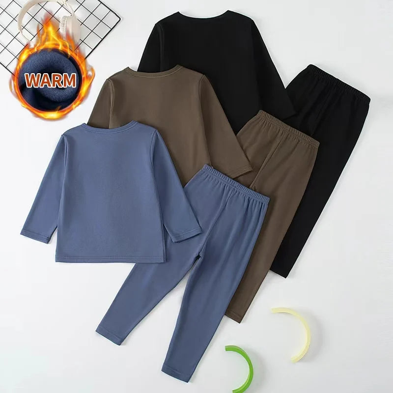 2piece Set Of Children's Autumn And Winter Round Neck Warm Casual Suit For Boys And Girls Comfortable Sports Home Base Shirt Set
