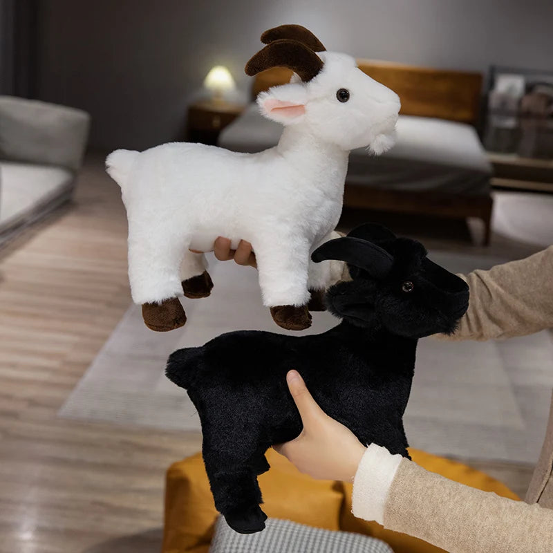30/40cm Ranch Animal Series Soft Cute Simulation Black White Goat Mountain Lifelike Plush Toys Doll Kid Children Halloween Gift
