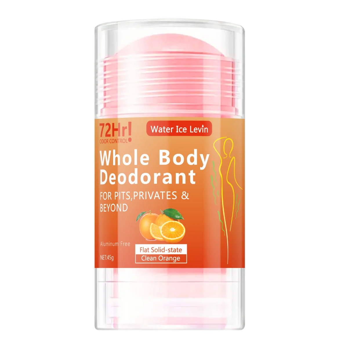 Full-Body Deodorant Stick, 45g - Aluminum-Free, Long-Lasting Freshness, Gentle Moisturizing with Orange Extract, Suitable for Both Men and Women, Portable for Daily Use and Travel
