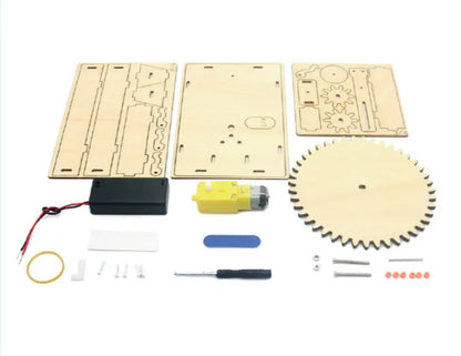 Kids DIY Science Toys Educational Scientific Experiment Kit Wood Tank / Music box / Balance/ Mechanical forceps/Excavator/Clock