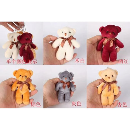 12Pcs/Lot Soft Stuffed Bear Plush Toys Mini Teddy Bear Dolls Toy Small Gift Party Wedding Keychain Bag Pendant Teddy Key Chain