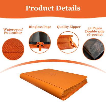 16 Pocket Card Binder, 1000+ Trading Card Album Folder, Side Loading Ringless Card Collection Binder for TCG,Game,Sports
