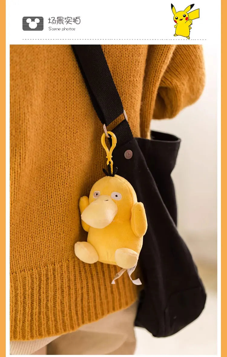 Anime Pokemon Pikachu Mew Psyduck Squirtle Bulbasaur Kawaii Stuffed Plush Toys School Bag Backpack Pendant Doll Keychain Gift