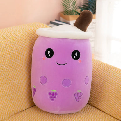 Kawaii Boba Fruit Bubble Tea All Series Cartoon Plush Toy Stuffed Animals Cute Food Milk Tea Soft Toys Room Decor Pillow Gifts