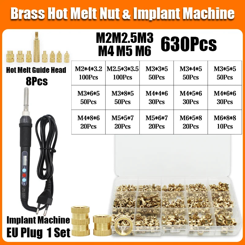 Brass Heat Set Insert Nut Electric Soldering Iron 60W LCD Digital Display Adjustable Temperature 220V/110V 3d Printer Copper Nut