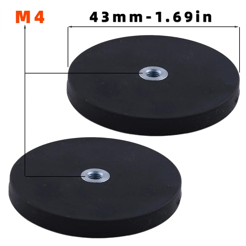 2PCS 43mm/66mm/88mm M4/M6/M8 Internal Thread Magnetic Base Mount Bracket Clamp LED Work Light Bar Holder SUV Offroad