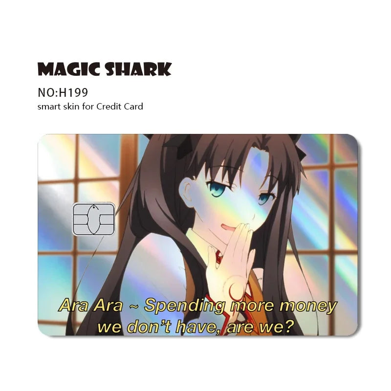 Maigc Shark Gold Dollar Money Cartoon Meme Reflective Sticker Film Cover for Debit Bank Credit Card Small Large Chip