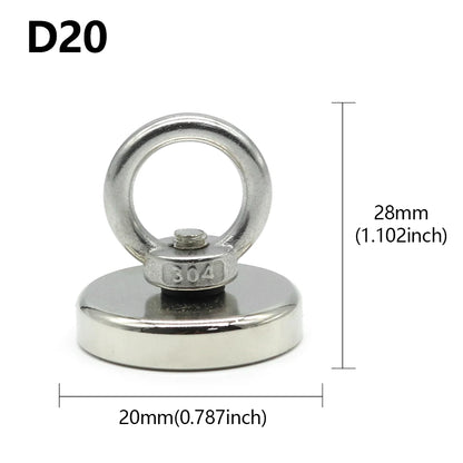 Neodymium Magnet N52 Heavy Duty Magnet with Countersunk Hole Eyebolt Salvage Searcher Magnets