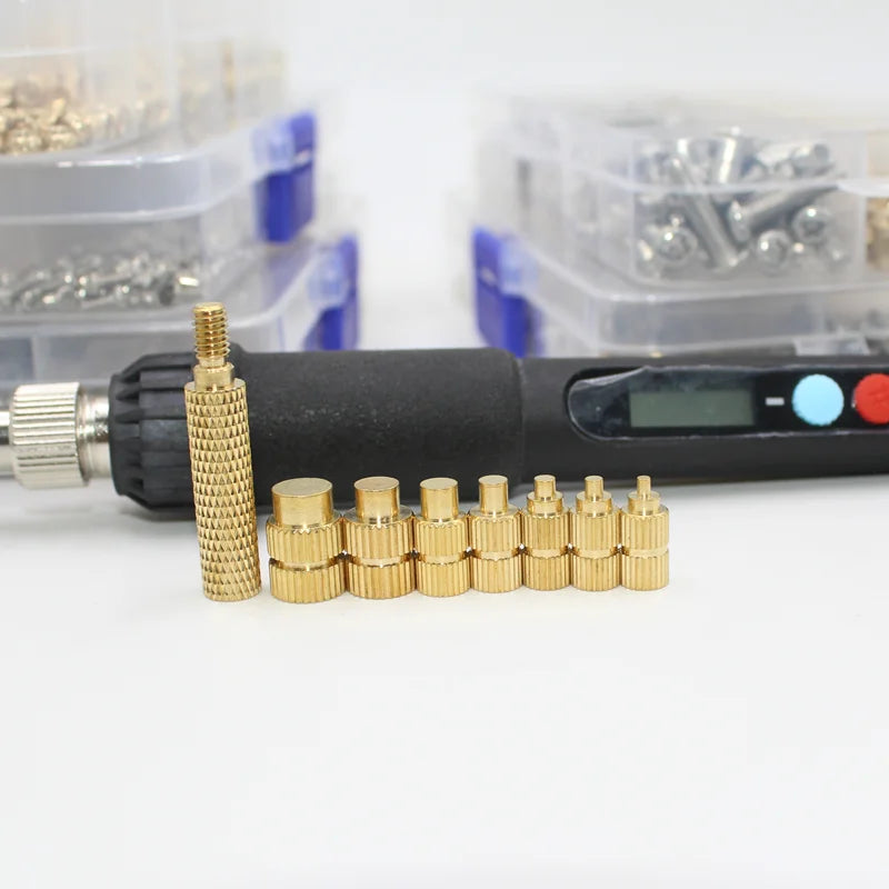 M2 M3 M4 Brass Insert Nut Bolt Screw Implantation Machine Hot Melt Knurled Thread Heat Soldering Iron Tip 3D Printer Accessory