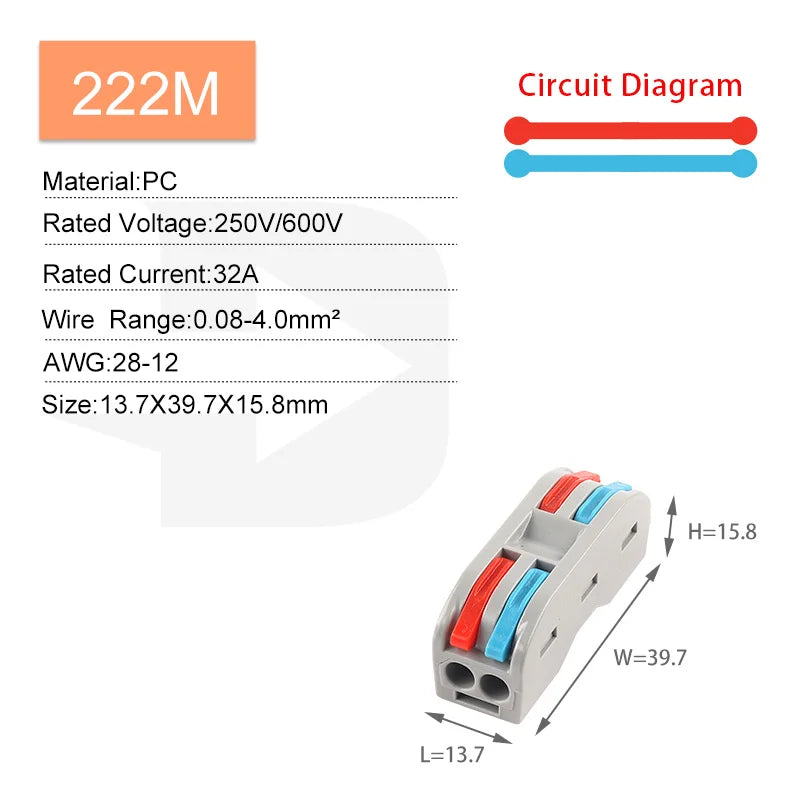 5PCS Fast Wire Connector Push-in Electrical Terminal Block Universal Splicing Wiring Cable Connectors For Cable Connection SPL ﻿