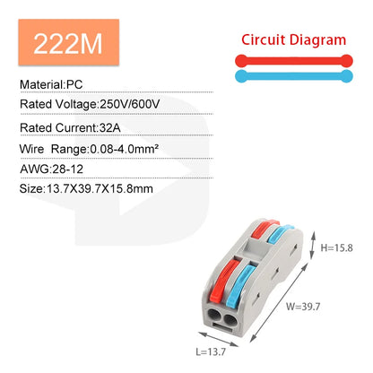 5PCS Fast Wire Connector Push-in Electrical Terminal Block Universal Splicing Wiring Cable Connectors For Cable Connection SPL ﻿