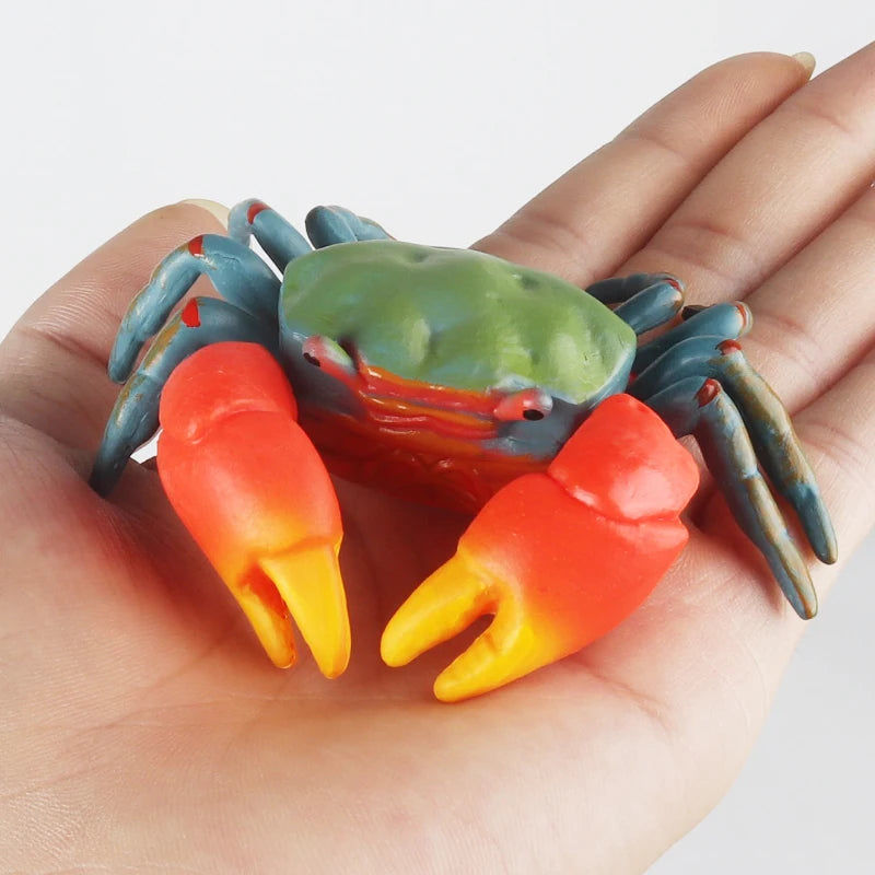 Oenux Simulation Ocean Sea Life Animals Model Lovely Crab Action Figures Toy Cake Toppers Collection Jouet Kids Education Gift