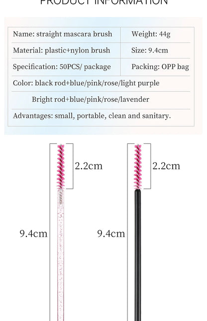 50 Pcs Eyelash Brushes Disposable Crystal Eyebrow Brush Mascara Wand Eye Lash Cosmetic  Lashes Extension Makeup Tools