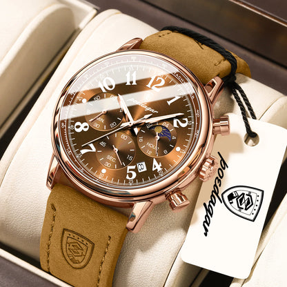 POEDAGAR Luxury Sports Men Watch Waterproof Luminous Leather Quartz Man Wristwatch Chronograph Date Military Men's Watches Reloj