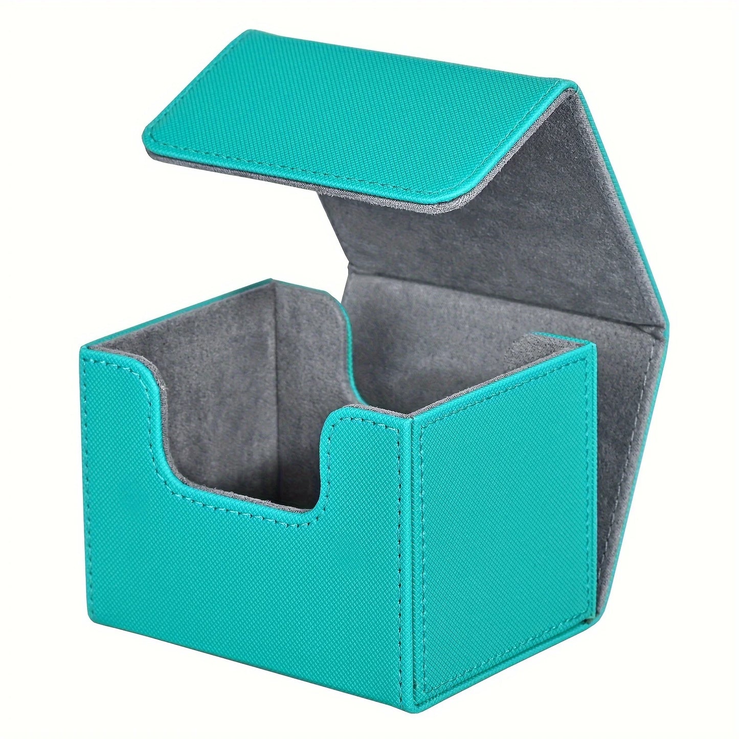 Card Deck Box , Card Storage Box Fits 100 single  Sleeved Cards, PU Leather Strong Magnet Card Deck Case for TCG Cards