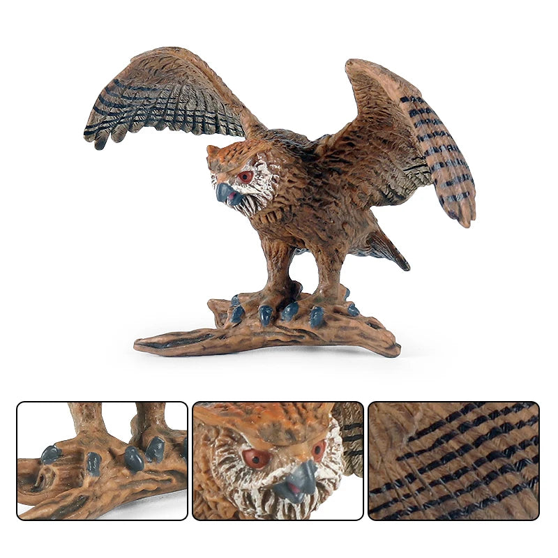 Oenux Wild Bird Animals Forest Night Eagle Condor Figurines PVC Action Figure Garden Decoration Education Miniature Toy Kid Gift