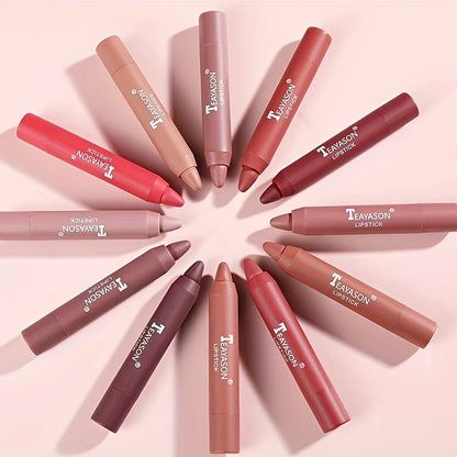 12 Colors Matte Misty Lipstick Set: Long-Lasting, Smudge-Proof, Sexy Velvet Lip Liners & Primer For Women's Makeup