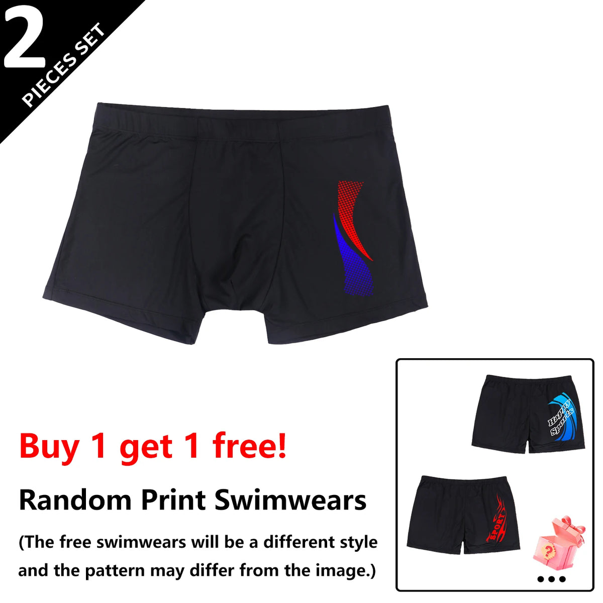 Swimming Trunks with Fashion Prints Men Quick Dry Beach Boxer Shorts with Drawstring Boy Swimwear Underpants