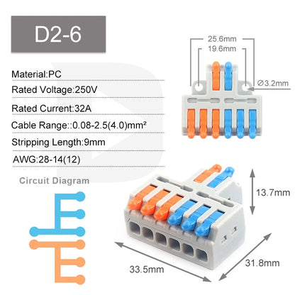 5PCS Fast Wire Connector Push-in Electrical Terminal Block Universal Splicing Wiring Cable Connectors For Cable Connection SPL ﻿