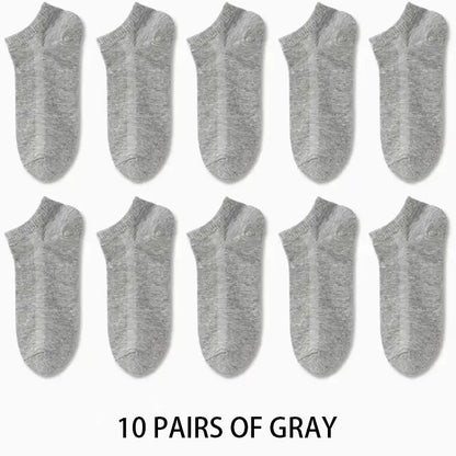5/10 /20/30 Pairs Unisex Casual Plain Color Boat Socks Thin Breathable Comfy Anti Odor Sweat-absorbing Ankle Socks For Men Women