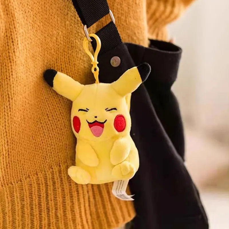 Anime Pokemon Pikachu Mew Psyduck Squirtle Bulbasaur Kawaii Stuffed Plush Toys School Bag Backpack Pendant Doll Keychain Gift