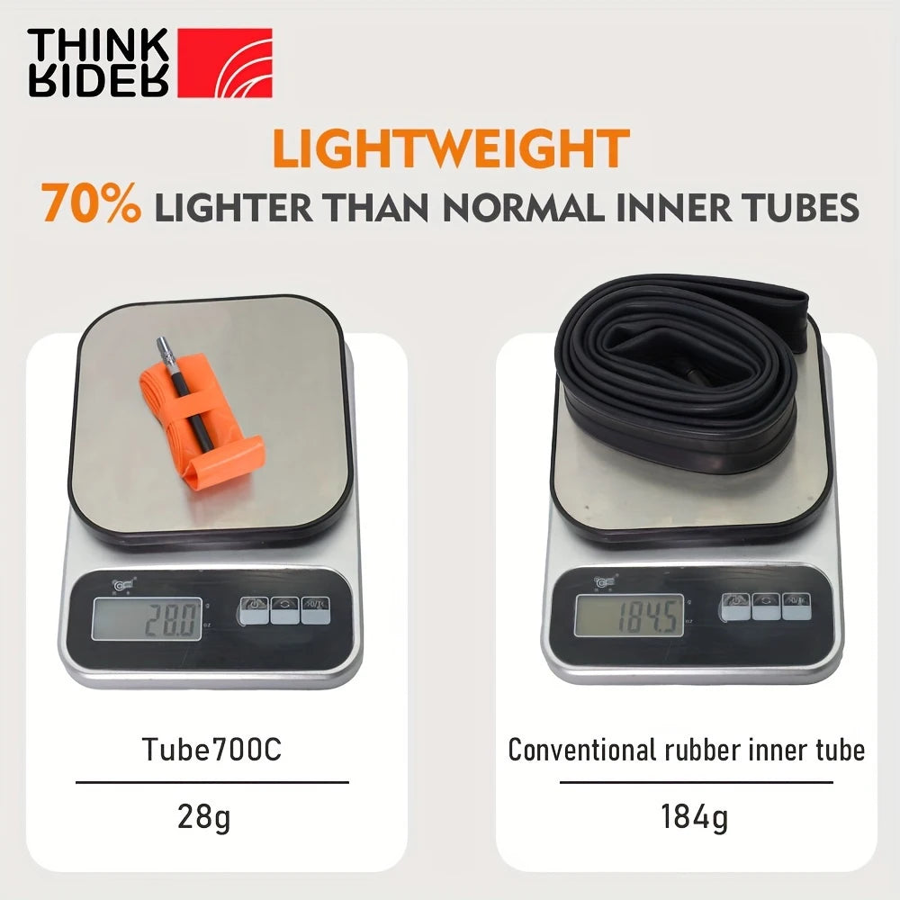 ThinkRider 2PCS Ultralight 28g Bike Inner Tube 700X18 25 28 Road Bicycle TPU Material Tire 65mm Length French Valve