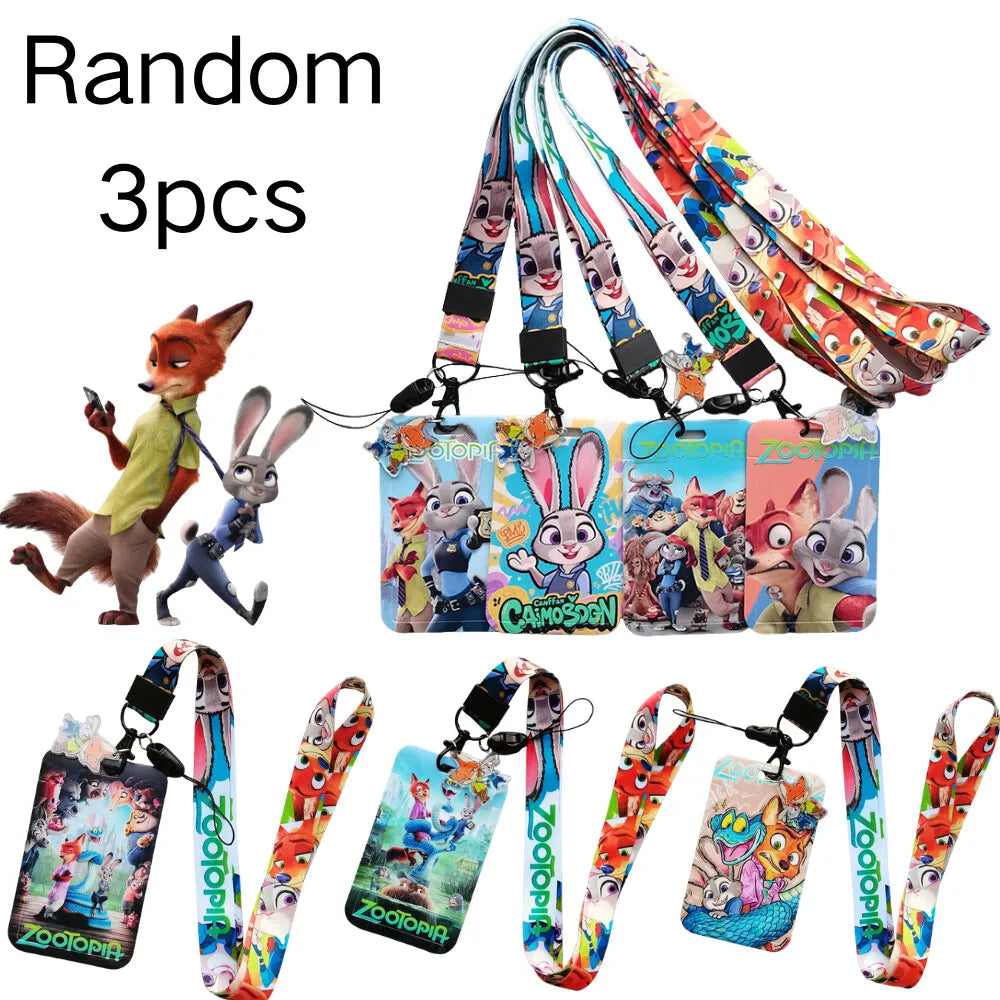 Hot Disney Anime Zootopia 2 Lanyard Card student Judy Nick cute card Bus Card holder certificate lanyard cartoon keychain  Gifts