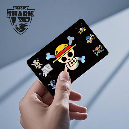 Magic Shark Luffy Zorro Ace Skull Anume Holographic Shinny Laser Sticker Film Skin for Credit Debit Card
