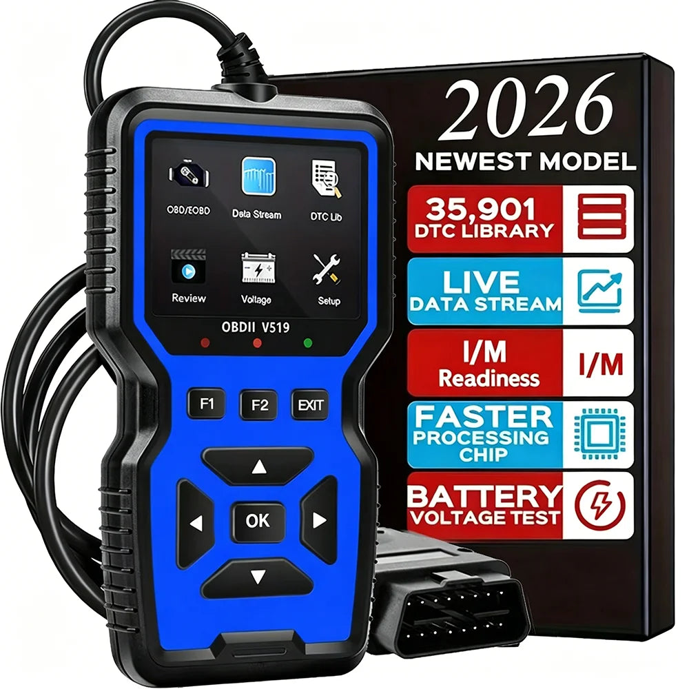 V519 Professional Obd2 Scanner - Usb-Powered Automotive Diagnostic Tool with Real-Time Data Stream, Full-Featured Obd Ii Testing (I/M Ready, Bod2/Eobd), Clears Engine Fault Lights, Reads/Erases Codes for Most Vehicles, Automo