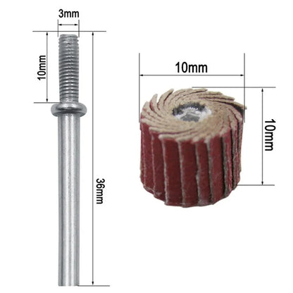 10pcs Flap Wheel Disc Sanding Drill Abrasive Sandpaper 80-600Grit Polishing Grinder For Rotary Tools With 1 Mandrel