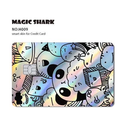 Magic Shark Skull Panda Hunter Broke Blue Eyes Dragon Laser Holographic Sticker Cover Film Skin for Credit Bank Debit Card