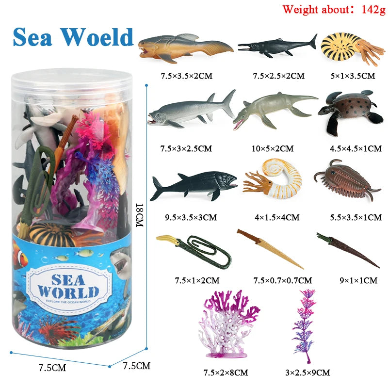Oenux Miniature Animals Set Wild Sealife Farm Dinosaur Brinquedo Figurine Model Action Figures Zoo Cute Education Kids Toy Gift