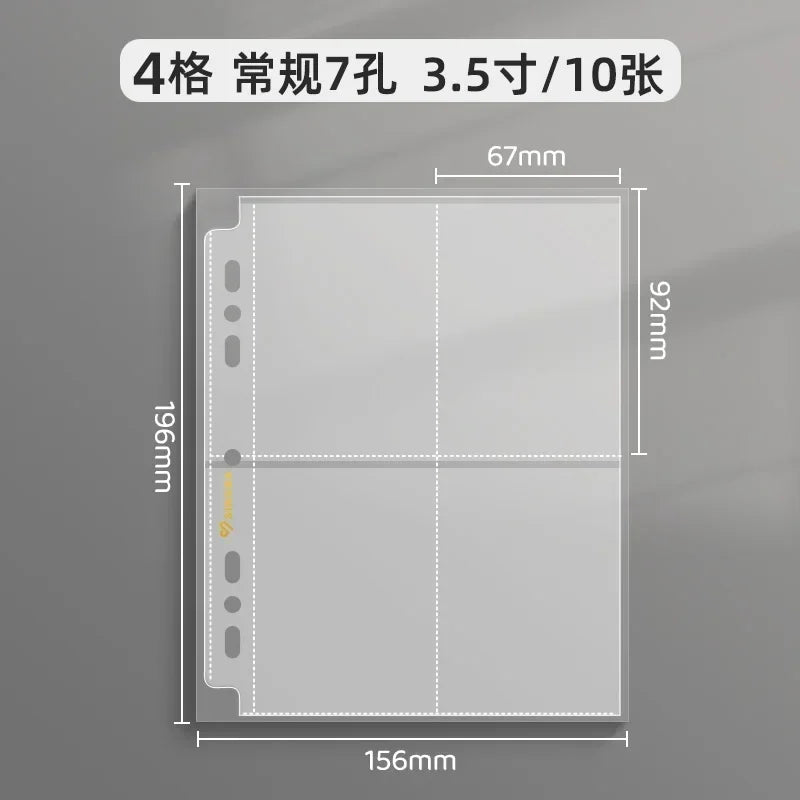 SINGBA 10pcs Clear Sheets Sleeve Acid free-No CPP loose-leaf Pages for A5/A4 Binder 4/ 9grid Pocket 3inch Photocard Protector