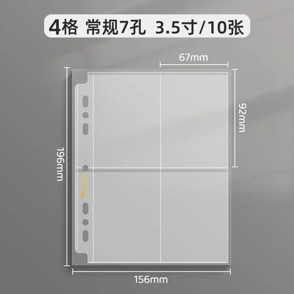 SINGBA 10pcs Clear Sheets Sleeve Acid free-No CPP loose-leaf Pages for A5/A4 Binder 4/ 9grid Pocket 3inch Photocard Protector