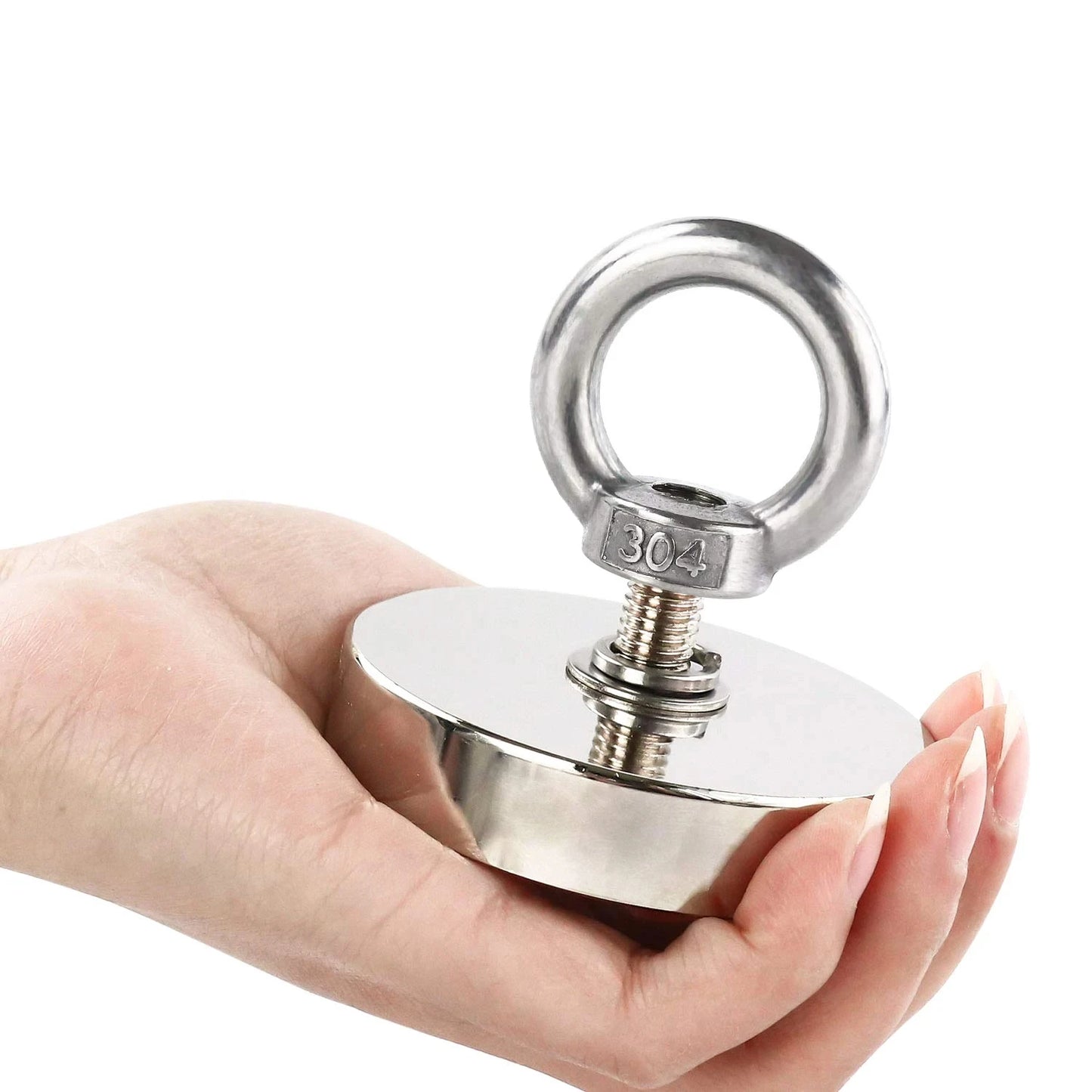 Super Strong Suction Salvage Helper, Made of N52 Heavy Rare Earth Material, with Countersunk Hole and Eyebolt Suction Metal