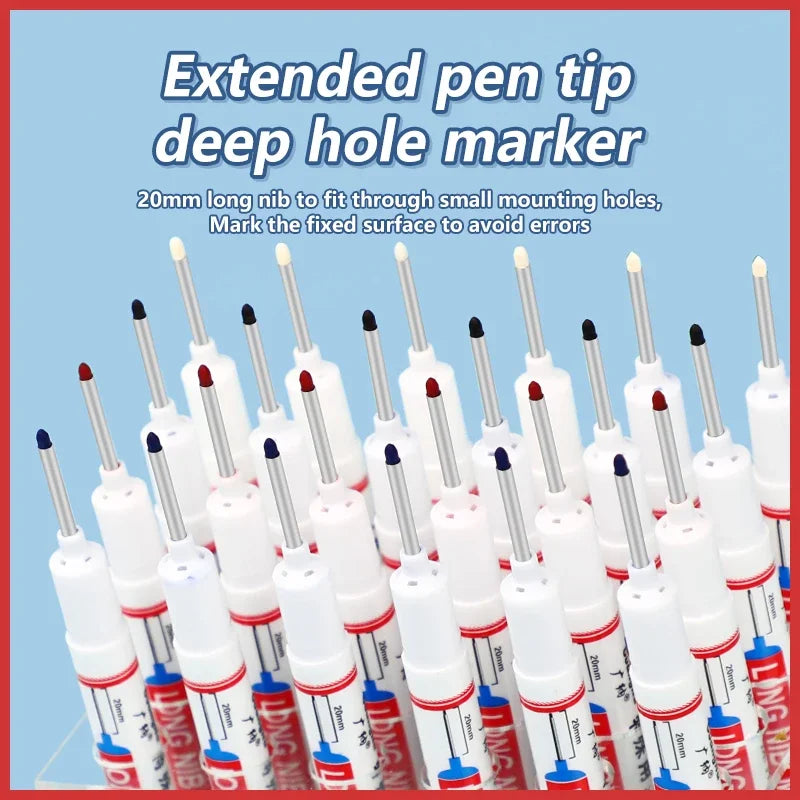 4Pcs/Set 20mm Deep Hole Long Nib Head Markers For Metal Perforating Pen Waterproof Bathroom Woodworking Decoration Multi-Purpose