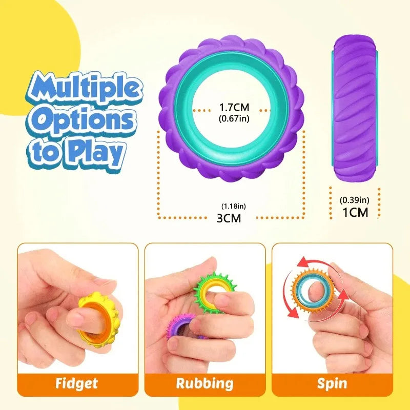 New Silicone Sensory Rotating Fidget Ring Stress Relief Spinning Fidget Toy for Adults Anti Anxiety Autism ADHD Quiet